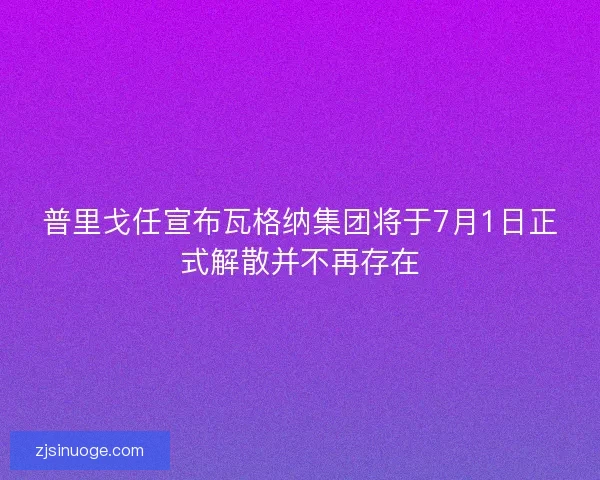 普里戈任宣布瓦格纳集团将于7月1日正式解散并不再存在
