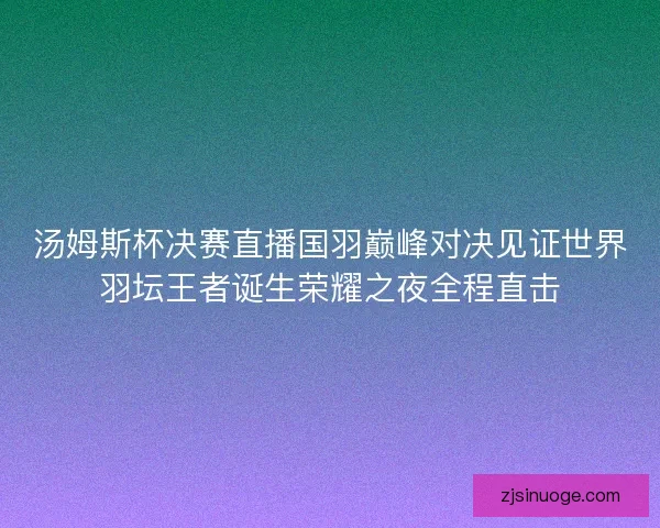 汤姆斯杯决赛直播国羽巅峰对决见证世界羽坛王者诞生荣耀之夜全程直击