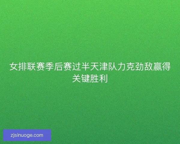 女排联赛季后赛过半天津队力克劲敌赢得关键胜利