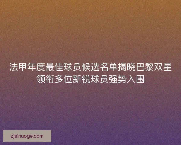 法甲年度最佳球员候选名单揭晓巴黎双星领衔多位新锐球员强势入围