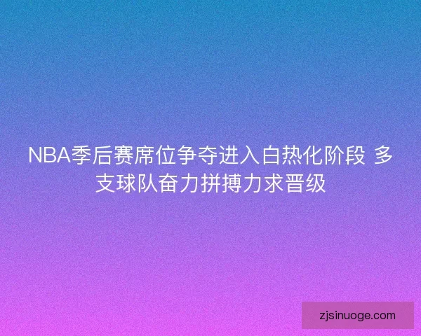 NBA季后赛席位争夺进入白热化阶段 多支球队奋力拼搏力求晋级
