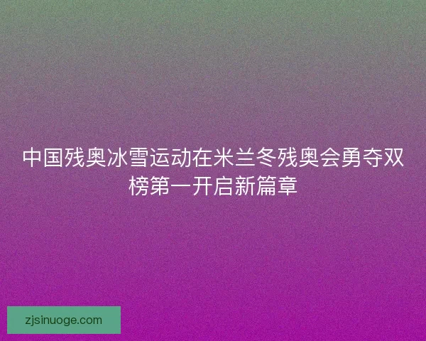 中国残奥冰雪运动在米兰冬残奥会勇夺双榜第一开启新篇章